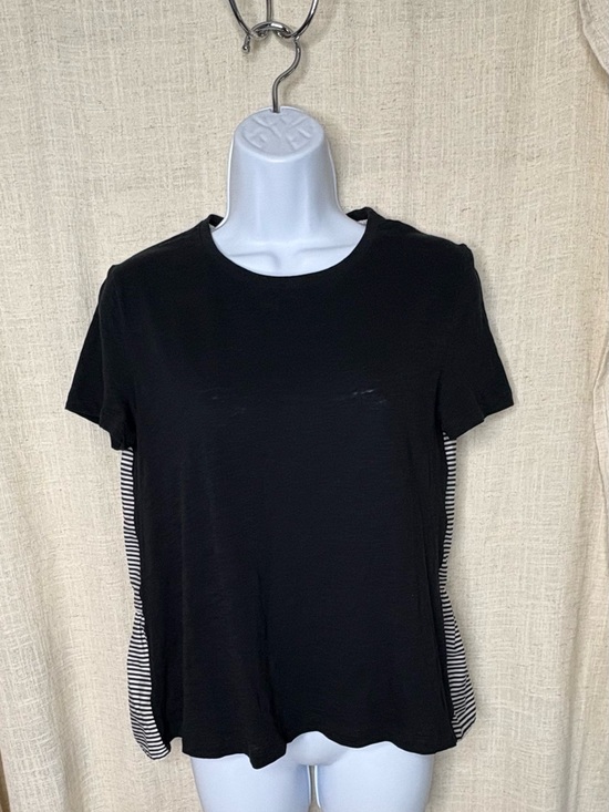 kate spade Tops - Kate Spade Broome Street Striped Ruffle Back Peplum Tee Black White Small